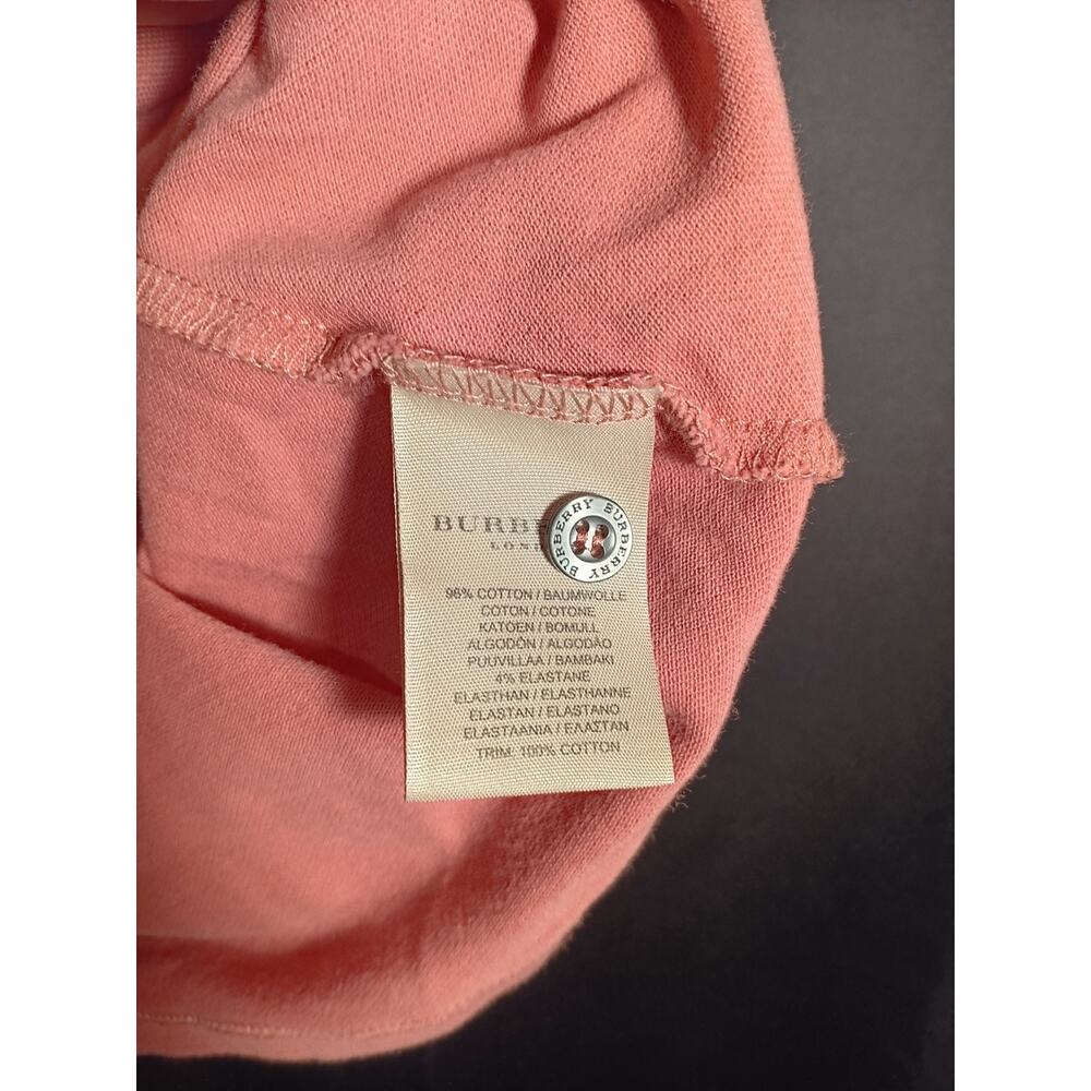 Burberry London Coral Pink Polo Shirt Medium Classic Nova Check Y2K VTG Designer - Picture 5 of 7
